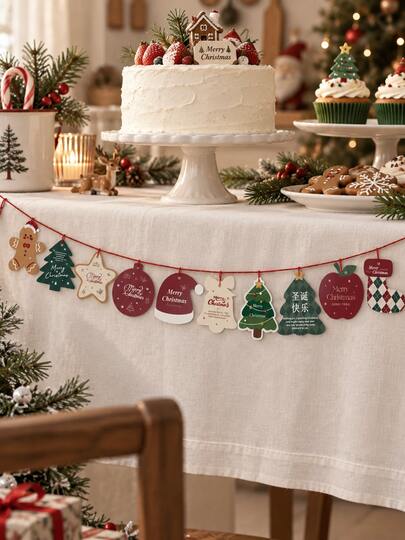 1 Set Mixed Color Christmas Gift Tags, Holiday Hanging Decor Labels, Suitable For Gift Packaging, Baking Packaging, Party Favors, Gift Decoration & Handmade DIY