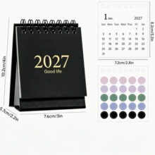 2027 Mini Desktop Calendar, Ins Minimalist Macaron Color Spiral Flip Calendar, Student Desk Office Desktop Decor Ornament, Portable Memo Planner, Highly Attractive Creative Stationery Gift, Christmas New Year Essential - 2027 - View 7