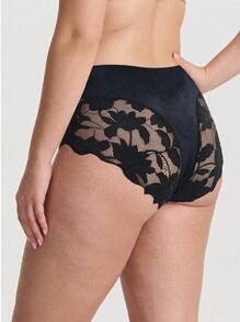 Rosiemei 4 buah Celana Dalam Renda Ukuran Besar Warna Polos untuk Wanita, Celana Dalam Segitiga Elastis Bernapas dengan Motif Renda Bunga di Bagian Belakang dan Pinggang Tengah - MultiWarna - View 2