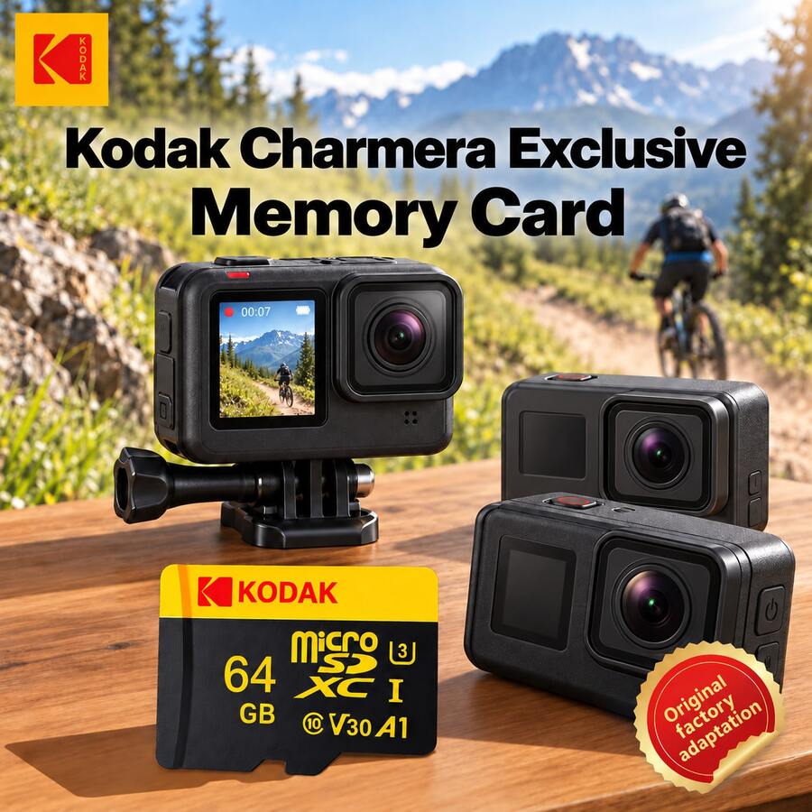 Kodak Micro SD Card U3 V30 Class10 16GB/32GB/64GB/128GB/256GB High Speed Storage Card With Adapter For Camera, DSLR, Surveillance, Car, Phone - View 1