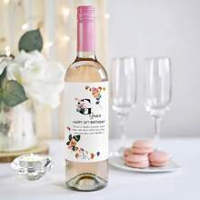 Custom Commemorative Wine Bottle Label Stickers, Personalized Anniversary Wine Labels, Custom Photo Wine Labels/Personalized Birthday Wine Labels/Personalized Floral Birthday Wine Labels – Customizable Name And Age, Gift For Her, Mom, Sister Or Friend - Label Paper - View 3