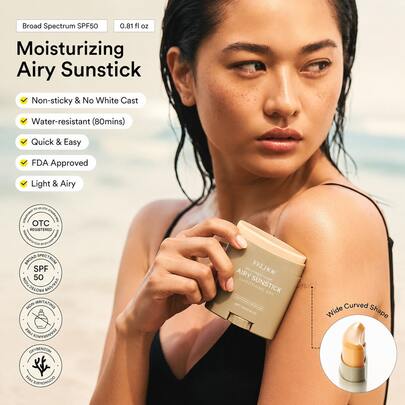 EELHOE Moisturizing Airy Sunstick SPF 50 – Broad Spectrum Semi-Matte Korean Sunscreen Stick For Face & Body, Water-Resistant, No White Cast, Reef, Skin Barrier Care With Ectoin, Portable Daily Sun Protection For Oily, Combination & Sensitive Skin