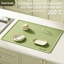 New Silicone Draining Mat, Multi-Functional Heat-Resistant Mat, Enlarged And Thickened Non-Slip Kitchen And Dining Table Mat, Baby- Draining Mat - View 1