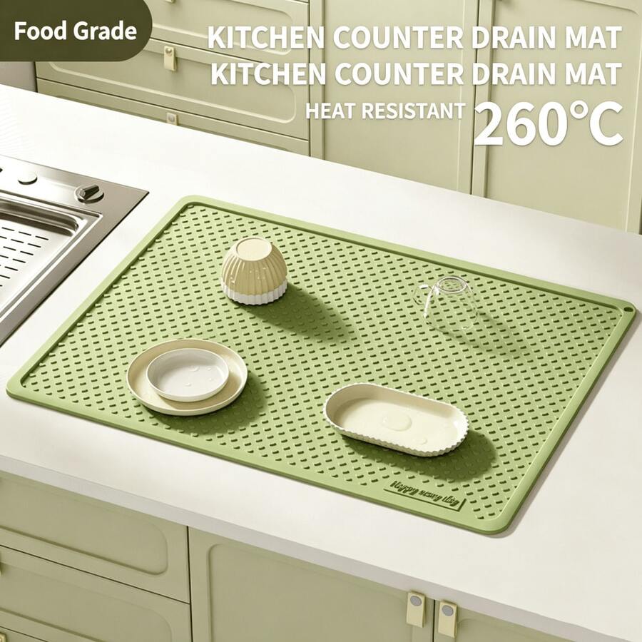 New Silicone Draining Mat, Multi-Functional Heat-Resistant Mat, Enlarged And Thickened Non-Slip Kitchen And Dining Table Mat, Baby- Draining Mat - View 1