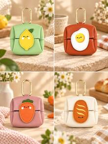 Mini Keychain Storage Bag, Cute Earphone Storage Pouch, Fruit Pattern Coin Purse, Portable Small Zipper Pendant Bag, PU Leather Mini Storage Box, Compatible With Airpods Earphones, Keys, Coins, Cute Gift Accessory For Women And Girls - View 3