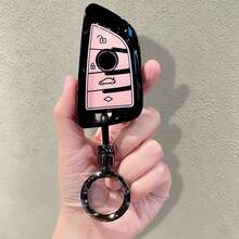 Suitable For BMW Car Key Case YK2 Pink & Black With Cute Cat Paw Key Strap, Black & Pink Pendant Keychain, Key Shell Protective Cover, Compatible With BMW 2/3/5/6/7 Series, X1 X2 X3 X5 X6 - Durable Design, Convenient Key Bag, Perfect For BMW Enthusiasts, Holiday Gift - Pink and Black - View 5