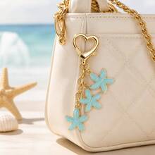 1Pc Starfish Keychain, Alloy Enamel Ocean Sea Star Bag Charm With Heart Clasp, Backpack Pendant, Summer Holiday Gift For Girls Women - Multicolor - View 9