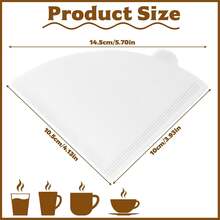 100/200 Coffee Filter Papers, Coffee Filter No.1 Unbleached Conical Filter Paper, Used For Coffee Drip Filters And Cup Refillers (White, 1-2 Cups) - White - View 2