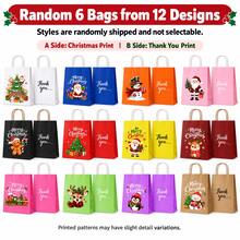 6/10 Pack Christmas Paper Gift Bags, 12 Assorted Designs Randomly Shipped, Double-Sided Holiday Gift Bags With Christmas Print & Thank You Design, Colorful Paper Shopping Bags With Handles, 16 X 22 X 8 Cm - Multicolor - View 8