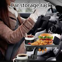 1pc Multi-Function Car Cup Holder Tray, 360° Rotating Car Dining Table, Dual Cup Holder Design, Adjustable Car Food & Snack Tray, Universal Car Interior Accessory - General - View 2
