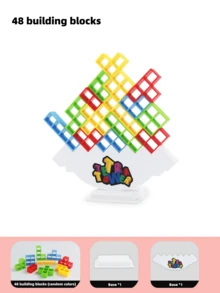 Children's Balance Stacking Blocks Game, 2-Player Desktop Building Block Toy, Parent-Child Interactive Family Board Game, Develop Attention And Hand-Eye Coordination Skills, Educational Birthday Party Gift Suitable For Boys And Girls Aged 3+ - Multicolor - View 11