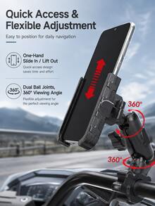Motorcycle Phone Holder GPS Navigation Base 360° Adjustable Aluminum Alloy Handlebar And Rearview Mirror Mount Quick Release 63-90mm Clamp Universal Phone Holder With Charging Port Space Suitable For Motorcycle, Scooter, Electric Bike, Bicycle - A - View 8