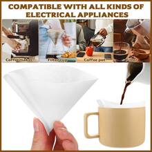 100/200 Coffee Filter Papers, Coffee Filter No.1 Unbleached Conical Filter Paper, Used For Coffee Drip Filters And Cup Refillers (White, 1-2 Cups) - White - View 4