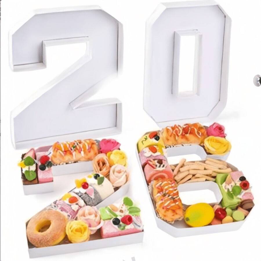 1 White Party Plate And Tray With Numbers 0-9 - Cute Numbers For Birthdays, Weddings, Cake Boxes, Food Display Stands, Paper Trays, Perfect For Birthday And Anniversary Celebrations, And Candy Boxes For Graduation Celebrations - View 1