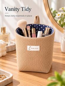2pcs Multi-Functional Jute Mini Storage Baskets, Foldable With Handle Desktop Organizer, Suitable For Stationery, Cosmetics, Snacks, Toys And Flower Pots, Home Office Bedroom Bathroom Use, Holiday Gift - Multicolor - View 6