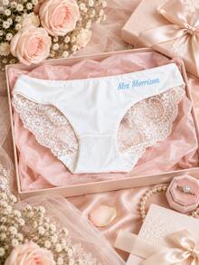 Personalized Underwear, Customized Sexy Bridal Lingerie Party Gift, Personalized White Lace Bridal Thong, Suitable For Valentine's Day, Wedding Lingerie Party - Multicolor - View 6