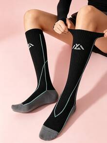 1/5 Pairs Women Compression Knee High Leisure Athletic Sock, Slim Leg High Tube Long Calf Sports Socks For Running, Cycling, Hiking And Jump Rope - Multicolor - View 8