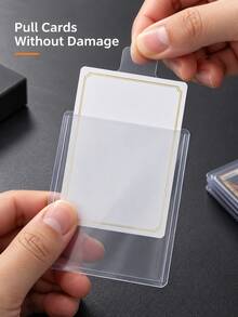 200/100/50/30/1pc Transparent Plastic Card Holder With Pull Ring, Scratch-Resistant Waterproof Card Storage Sleeve, Easy Pull Ring Design - Multicolor - View 8
