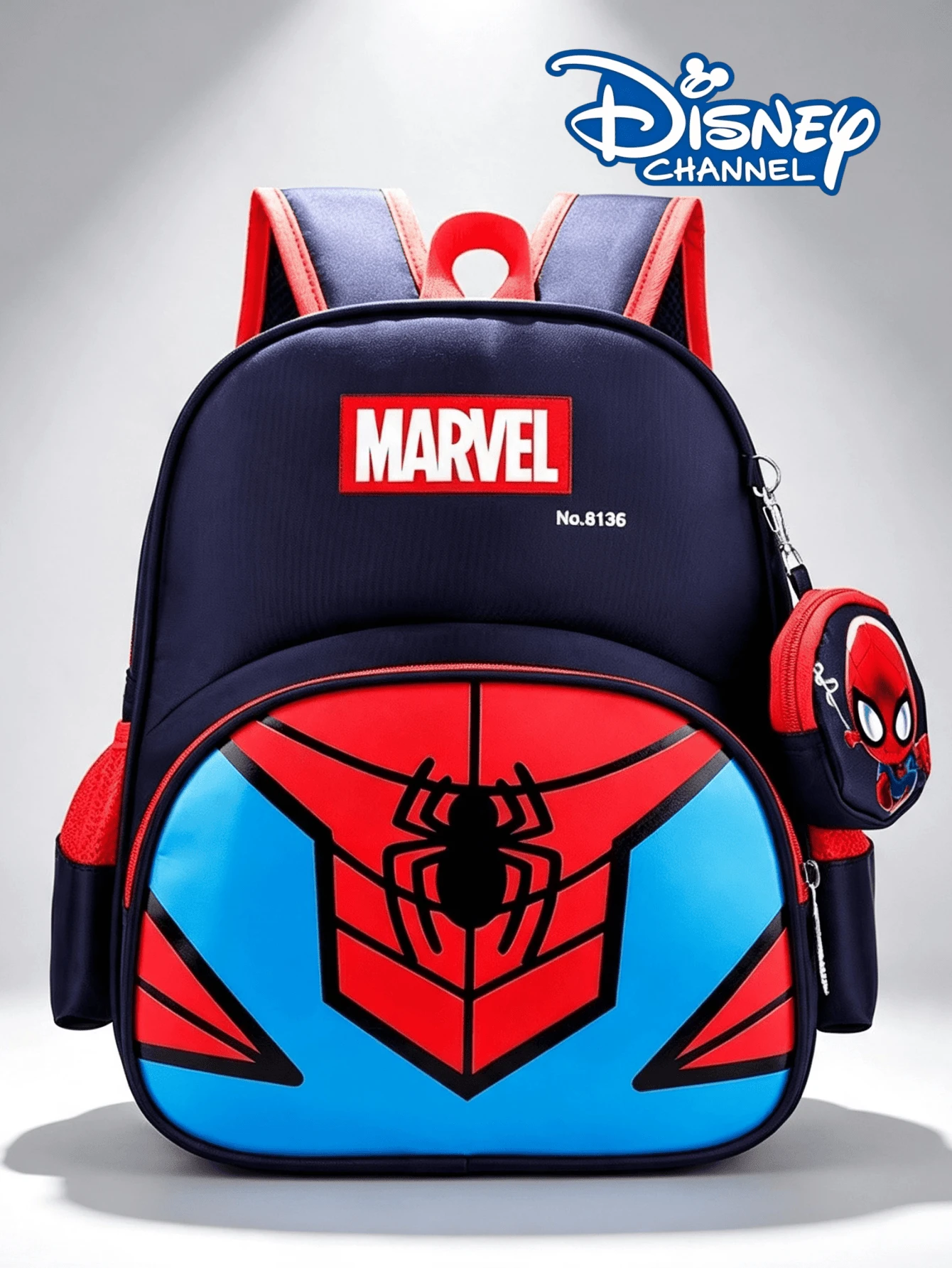Disney Marvel Spider-Man Pattern Women's Fashion Casual Backpack, With Mini Coin Purse, Large Capacity Multi-Pocket Daily Use Bag, Adjustable Shoulder Strap Lightweight Shoulder Bag, Suitable For Daily Outings, Outdoor Hiking, Commuting Storage - Multicolor - View 1