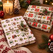 6pcs Cartoon Christmas Santa & Snowman Wrapping Paper 19.69inch*27.56inch,2‑Design Set,For Gift Wrapping,Bouquet Wrapping,Book Or Notebook Cover Wrapping,Christmas Holiday Decoration - 6 - View 5