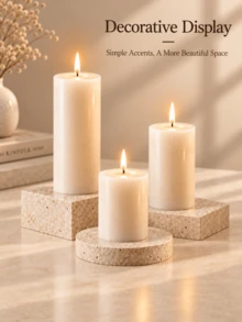 Set Lilin Pilar Putih Gading, Berbagai Ukuran, Set Kombinasi, Lilin Silinder Diameter 5cm, Lilin Tanpa Aroma, Tanpa Asap Hitam, Dekorasi Pernikahan, Dekorasi Meja Rumah - Lilin dekoratif kolom - View 6
