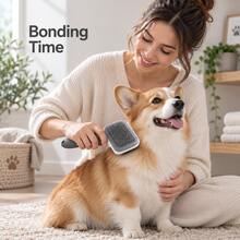 1pc One-Click Pet Hair Removal Comb - Dog And Cat Specific Deshedding Brush - Silicone Massage Brush With Ergonomic Handle, Suitable For All Seasons - Multicolor - View 6