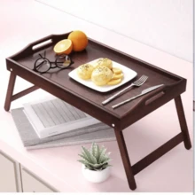 Multifunctional Slouchy Person Desk Bedside Window Sill Small Table Dormitory Simple Computer Desk With Legs Tea Tray - Brown - View 1