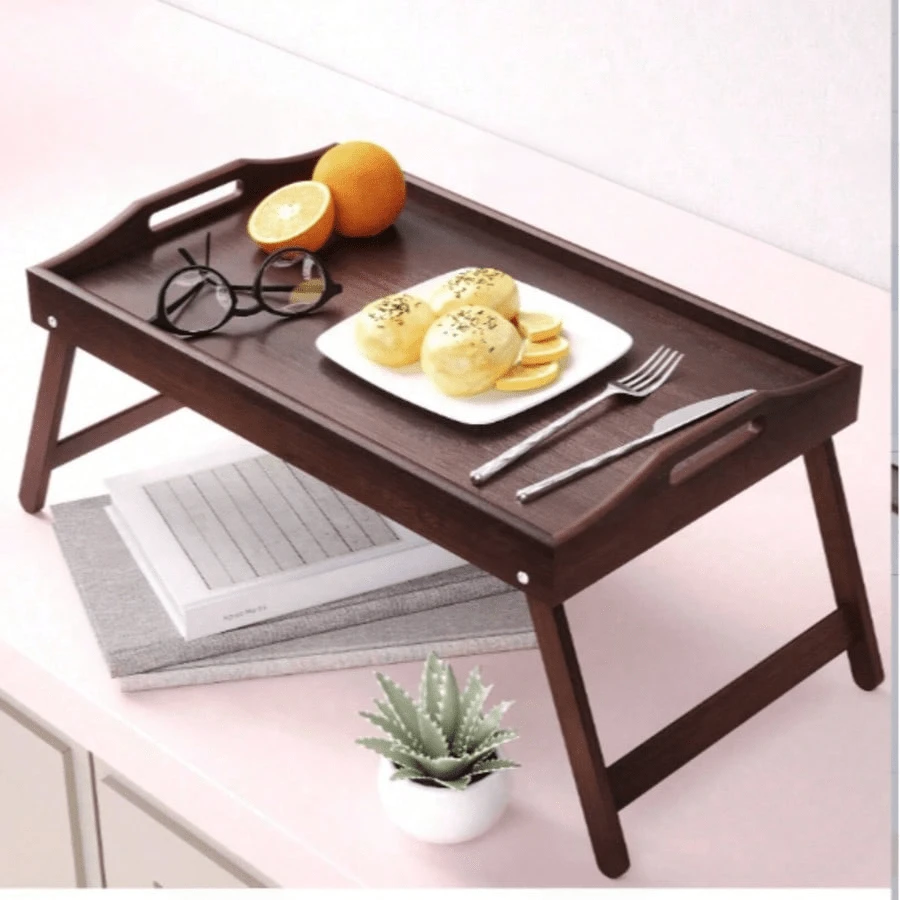 Multifunctional Slouchy Person Desk Bedside Window Sill Small Table Dormitory Simple Computer Desk With Legs Tea Tray - Brown - View 1