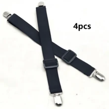 4pcs Adjustable Bed Sheet Fastener Set - Triangular Elastic Band With Clips, Suitable For Mattress/Sofa Covers | Heavy Duty Metal Clips Securely Fix Bedding (Non-Slip And Reusable) - Black - View 9