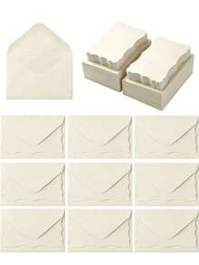 50pcs Beige Blank Greeting Cards With Small Self-Adhesive Envelopes, Suitable For Graduation, Invitation, Baby Shower, Wedding And RSVP Cards - Beige - View 4