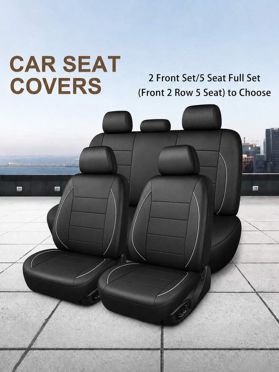 Universal Car Seat Covers, 5-Seater/Front Row Optional, Premium Seat Protector, Non-Slip Bottom, Easy Installation & Cleaning, Suitable For Sedan, SUV, Truck Interior Accessories, Multiple Colors Available - A - View 1