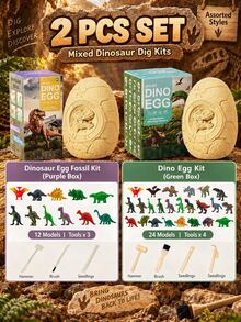 40pcs/Box Mainan Penggalian Arkeologi Anak-Anak Bentuk Telur Dinosaurus, Ukuran Besar & Sedang, Buatan Tangan DIY, Mainan Edukatif Asah Otak, Memukul & Menggali, Mainan Berburu Harta Karun - Berbagai pilihan untuk dipilih (warna dinosaurus/alat acak) - View 22