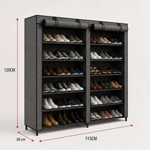 Zapatera Doble Organizador Cubierta de Tela Impermeable, Estante con Estructura de Acero de 6 Niveles, Zapatero Ahorrador de Espacio, Multifuncional de Fácil Armado - Gris - Ver 4