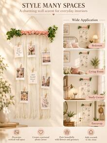 1pc Pink Rose & Green Leaf Photo Wall Hanging Decor, Floral Photo Display Rack, Photo Clip Hanging Display, Creative Photo Wall Decoration, Photo Display Pendant, Photo Storage Display Rack, Clip Photo Wall, Travel Photo Display, Selfie Photo Display, Landscape Photo Display, Memorial Photo Display, Postcard Display, Card Display, Memo Display, Art Image Display - Style a - View 6