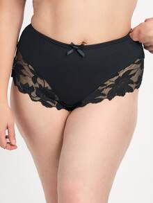 Rosiemei 4 buah Celana Dalam Renda Ukuran Besar Warna Polos untuk Wanita, Celana Dalam Segitiga Elastis Bernapas dengan Motif Renda Bunga di Bagian Belakang dan Pinggang Tengah - MultiWarna - View 4