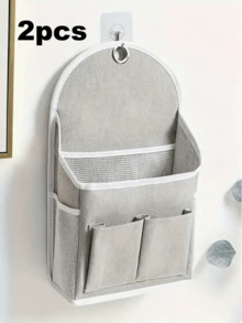 1pc Multi-Pocket Wall Hanging Storage Bag, Space-Saving Fabric Hanging Organizer, Suitable For Bedroom Door, Closet And Bedside Wall, Can Store Phone, Books, Charger, Glasses And Remote Control - Multicolor - View 5
