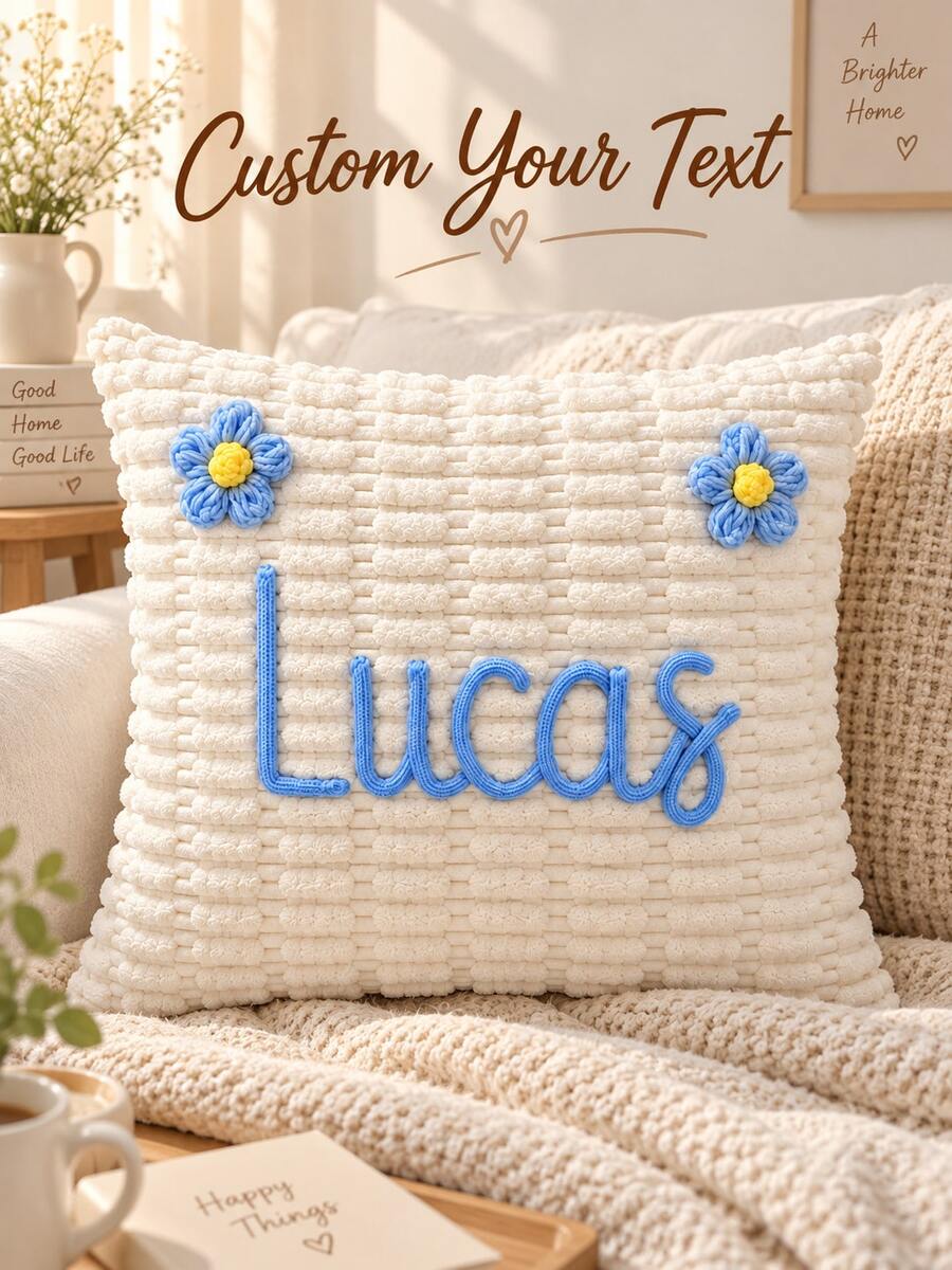 Customized Name Pillowcase, Bedroom Sofa Pillowcase Name Customization, Couple Gift Customization, Pillow Insert Not Included - Multicolor - View 1