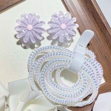 1 Set TPU Flower Data Cable Protector, Protects Data Cables, Made Of Durable ABS Material, Suitable Compatible With Apple 18W/20W Chargers, Prevents Phone Charging Cable Damage - Purple Translucent Large Chrysanthemum - View 8
