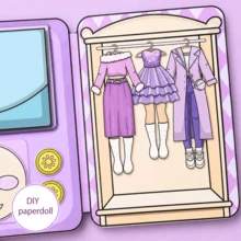 Quiet Busy Book DIY Paper Doll Dress-Up Wardrobe Craft Set For Girls, Role Play Pretend Play Princess Doll Outfit Changing Educational Handmade Toy, Birthday Holiday Gift - Multicolor - View 6