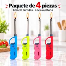Encendedor Largo Recargable de Butano para Cocina, Llama Ajustable con Bloqueo, para Estufa, Velas, Parrilla y BBQ Entrega aleatoria - Ver 11