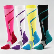 1/4 Pairs Compression Knee High Leisure Athletic Running Sock For Women, Long Tube Calf Slim Leg Sport Sock For Running, Workout, Golf, Tennis. - Multicolor - View 13
