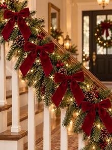 12/24pcs Christmas Velvet Bow Ornaments, Burgundy Long Tail Ribbon Bows For Christmas Tree, Wreath, Garland, Gifts & Holiday Party Decorations - Bow - View 5