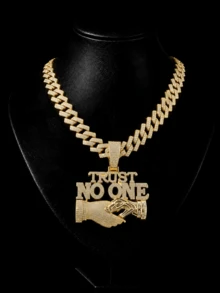 Fashionable "Trust No One" Letter Combination Pendant Necklace, Suitable For Party Wear, Women - Hip Hop Pendant - View 3