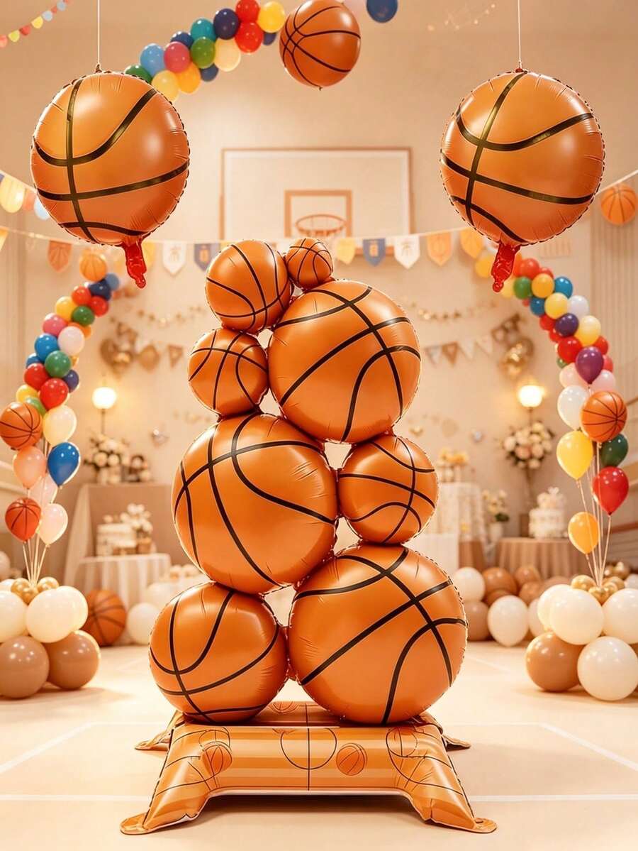 1 buah Balon Bola Basket Berdiri Ekstra Besar 150cm dari Aluminium Foil, Set Balon Tema Olahraga, Dekorasi Pesta Ulang Tahun, Mainan Balon - View 1