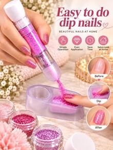 3-In-1 Nail Powder Dip Brush Set With Transparent Storage Box And Built-In Brush, DIY Curved Nail Art & Powder Recovery Kit, Professional Nail Salon Supplies, Suitable For Home And Salon Use - Multicolor - View 5