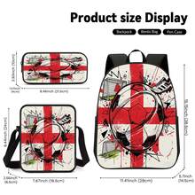 Graffiti Style Football 2D Print 3 Pieces Backpack Set Large Capacity Backpack With Crossbody Bag & Pencil Case Combination Side Elastic Mesh Pocket Water Bottle Holder Wide Breathable Adjustable Shoulder Strap Sports Fan Daily Commute Travel Leisure Storage Bag - Printed Bag - View 6
