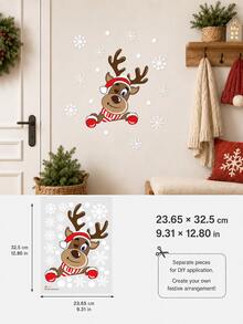 SUPSTICKER 1 Set Stiker Dinding Natal, Stiker Liburan Transparan Santa & Rusa Kutub, 2 Gaya, Dekorasi Rumah Meriah untuk Dinding, Jendela, Pintu & Furnitur - 1PC - View 12