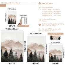 3 pcs/Set Poster Seni Dinding Modern, Cetakan Kanvas, Seni Triptych Pegunungan Hutan Abstrak, Cetakan Pemandangan Berkabut Minimalis, Alam Netral, Karya Seni Skandinavia, Berbingkai atau Tanpa Bingkai, Dekorasi Rumah, Dekorasi Ruangan, - A - View 8