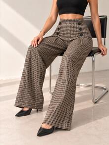 Women Pants - Black and Brown - View 5