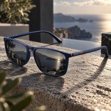 1 Pair Blue Square Frame Men's Fashion Glasses | Hot-Selling Matte Style Casual Eyewear - Multicolor - View 4